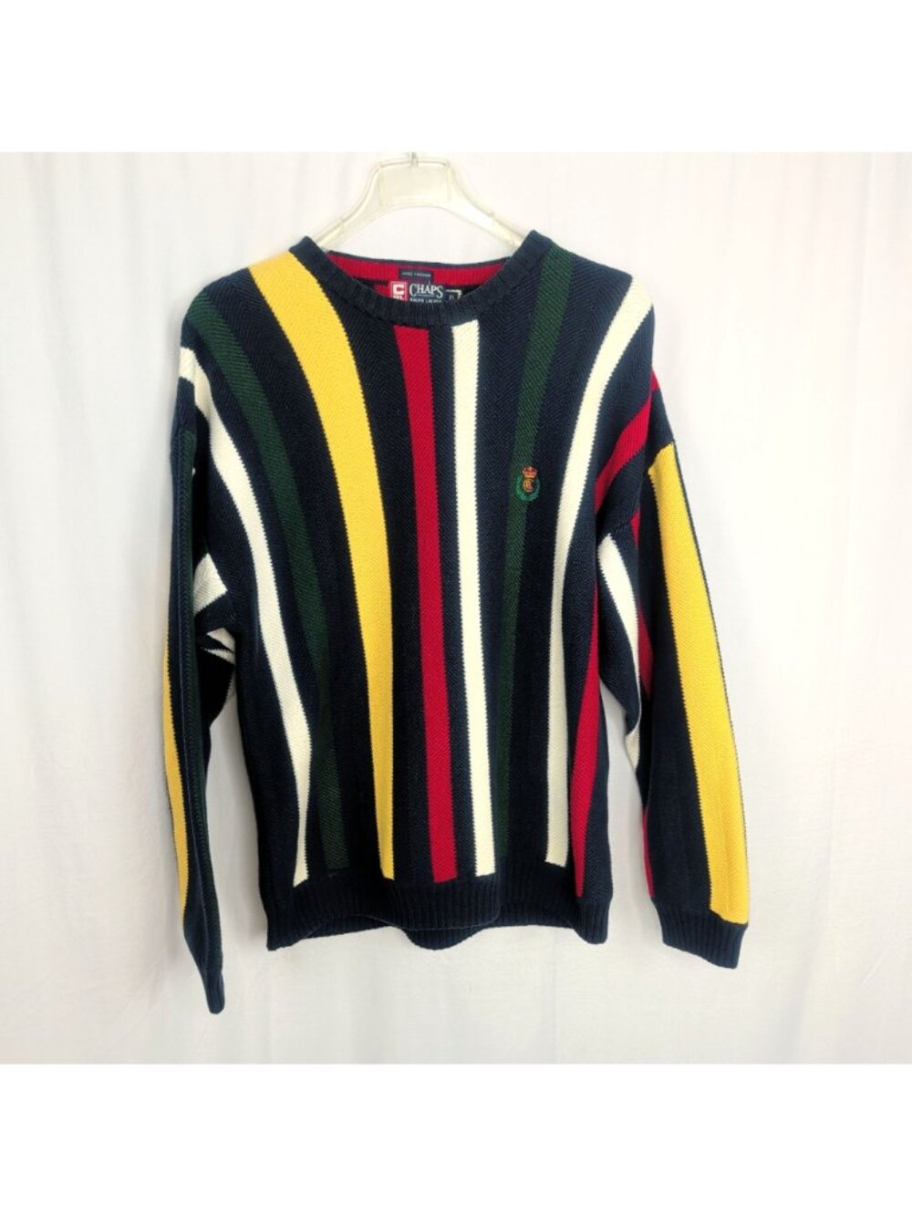 Vintage 90s  Ralph Lauren Sweater Large Stripe Knit Hand Framed - Picture 7 of 7